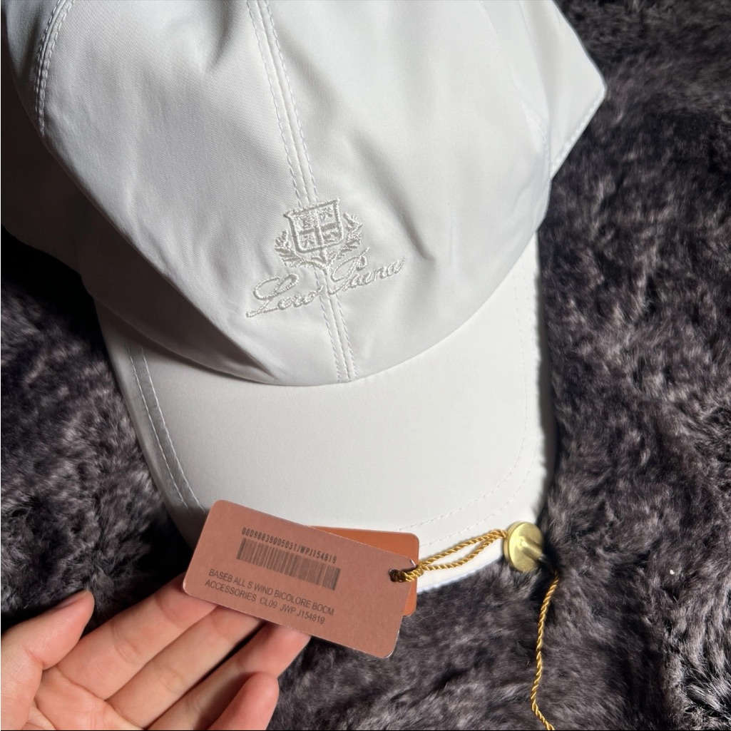 Loro Piana White Embroidered Logo Hat